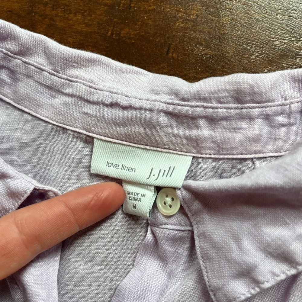 J.Jill Love Linen 100% Linen Purple Long Length Button Down Long Sleeve Size M - Picture 3 of 9
